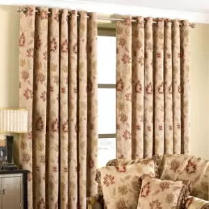 Paoletti Zurich Jacquard Floral Ringtop Eyelet Curtains (Pair) Polyester Champagne (168X183Cm)