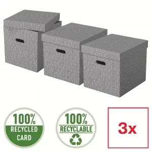 Storage Box Home Size Cube 3Pcs Grey