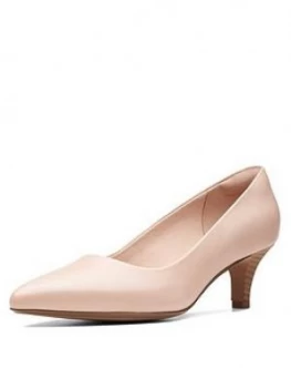 Clarks Linvale Jerica Midi Heeled Court Shoes - Nude, Blush Leather, Size 4, Women