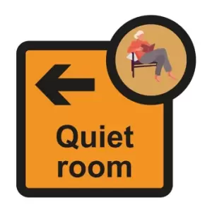 Quiet Room Arrow Left Sign, Self Adhesive Foamex (305mm x 310mm)