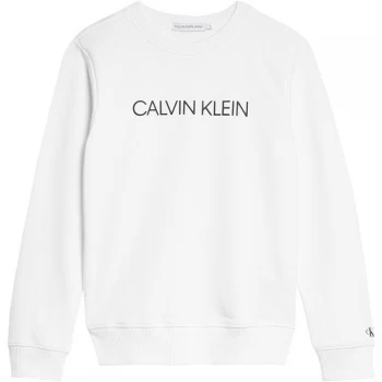 Calvin Klein Junior Boys Institutional Crew Sweatshirt - Bright White