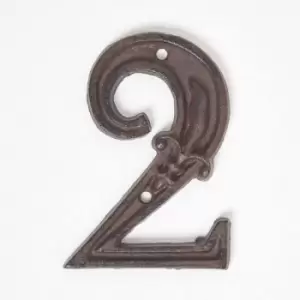 Homescapes - Cast Iron House number, 2 - Brown - Brown - Brown