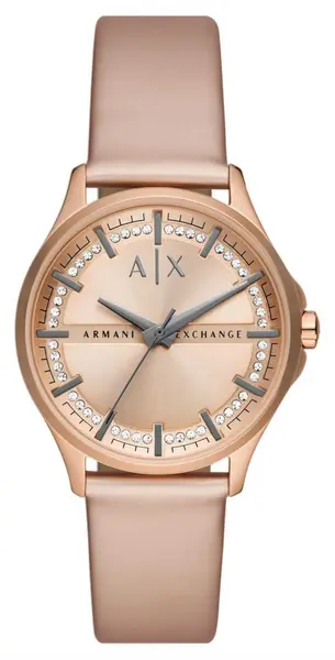 Armani Exchange AX5272 Womens Rose Gold Dial Crystal Watch