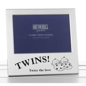 Satin Silver Occasion Frame Twins 5x3