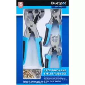 BlueSpot 08802 3 Piece Punch And Eyelet Plier Set