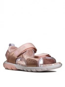 Clarks Rocco Tide Metallic Girls Sandal, Pink Metallic, Size 1 Older