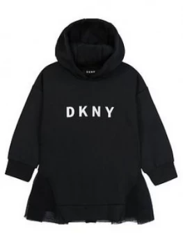 DKNY Girls Neoprene Peplum Hooded Dress, Black, Size 12 Years, Women