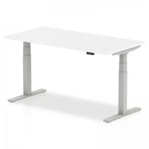 Air 1600 x 800mm Height Adjustable Desk White Top Silver Leg