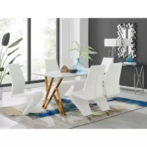 Furniture Box Taranto White High Gloss Dining Table and 6 White Willow Chairs