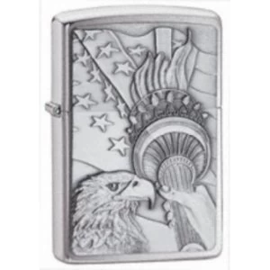 Zippo Something Patriotic Emblem Brushed Chrome Windproof Lighter