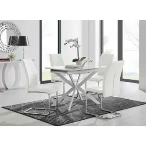 Furniture Box LIRA 100 Extending Dining Table and 4 White Lorenzo Chairs