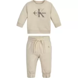 Calvin Klein Jeans Monogram Cn Sweatshirt Set - Beige