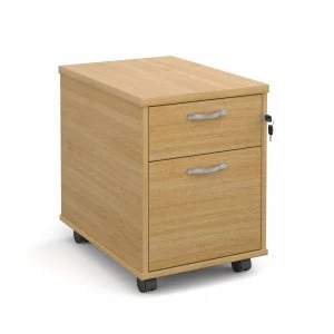 Maestro 25 Mobile 2 Drawer Pedestal With Silver Handles 600mm Deep - OAK