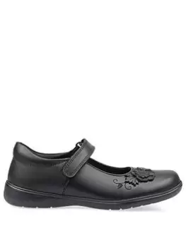 Start-rite Wish Leather Mary Jane Riptape Flower Girls School Shoes - Black Leather, Black Leather, Size 13 Younger