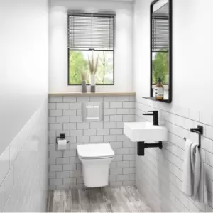 Wall Hung Toilet with Soft Close Seat Frame Cistern and Chrome Flush Plate - Santiago