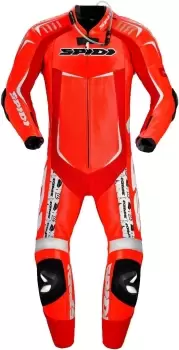 Spidi Track Wind Replica Evo One Piece Motorcycle Leather Suit, white-red, Size 50, white-red, Size 50