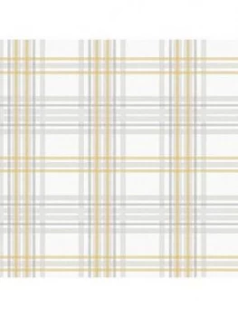 Superfresco Easy Country Tartan Grey/Yellow Wallpaper