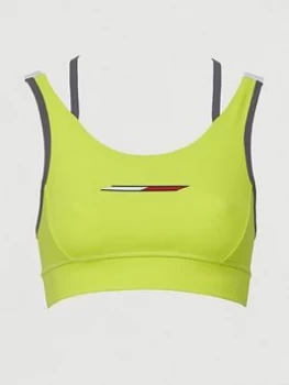 Tommy Hilfiger Double Strap Medium Support Sports Bra - Yellow , Yellow, Size S, Women