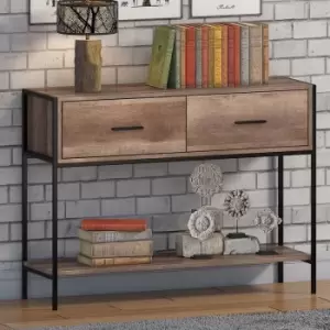 Urban Industrial 2 Drawer Console Table Reclaimed Wood Effect - Reclaimed Wood Effect