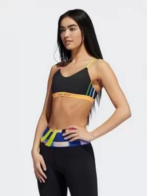 adidas Love Unites All Me 3-stripes Graphic Bra, Black, Size L, Women