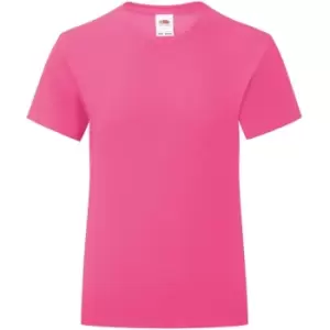 Fruit Of The Loom Girls Iconic T-Shirt (7-8 Years) (Fuchsia Pink)