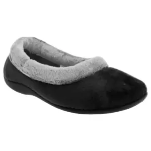 Sleepers Womens/Ladies Julia Memory Foam Collar Slippers (7 UK) (Black)