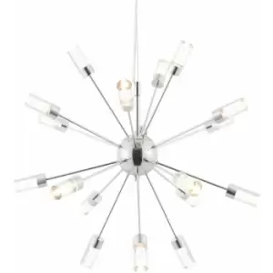 Led Ceiling Pendant Light 18W Warm White Bulb Chrome Hanging Star Feature Kit