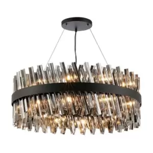 Luminosa Kalih 24 Light G9, Ceiling Pendant Round, Satin Black, Smoke Item Weight: 23.13kg