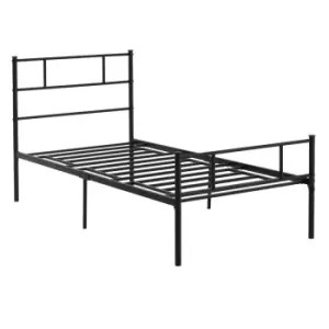 Homcom Single Metal Bed Frame With Headboard And Footboard Black