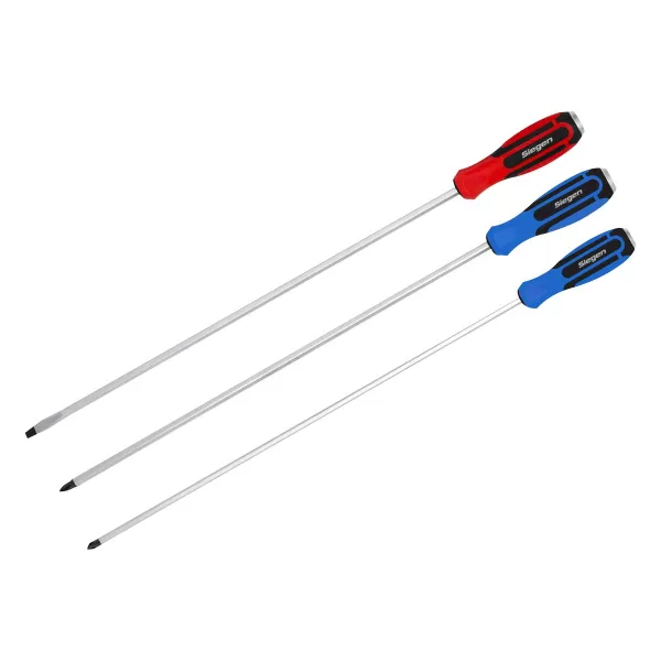 Genuine SEALEY S0843 Extra-Long Hammer-Thru Screwdriver Set 3pc