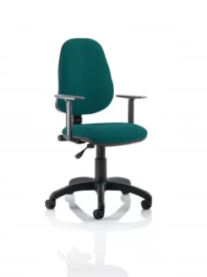 Eclipse I Lever Task Operator Chair Bespoke With Height Adjustable Arms In Teal
