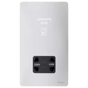 Schneider Electric Ultimate Screwless Flat Plate - Shaver Socket, Dual Voltage, 115/230V, GU7490BPC, Polished Chrome with Black Insert