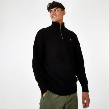 Jack Wills Half Zip Knitted Jumper - Black