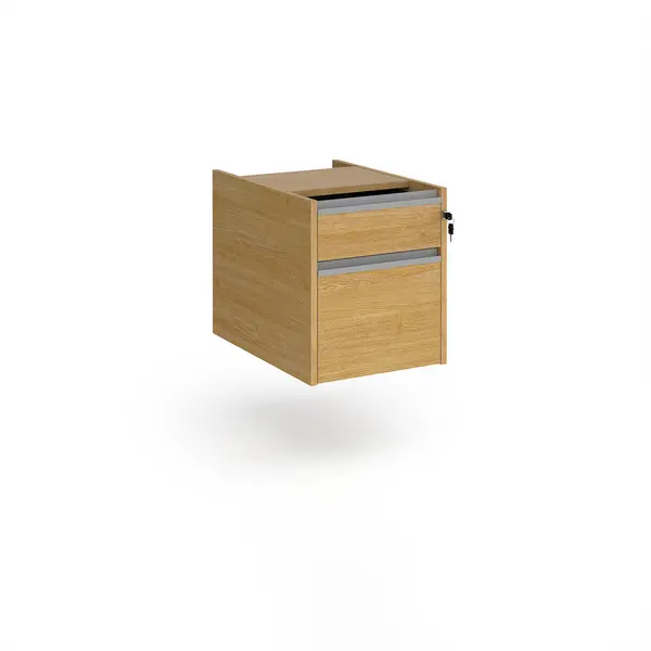 Contract 2 Drawer Fixed Pedestal with Silver Handles - Oak