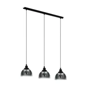 Pendant Light Colour Black Shade Black Transparent Glass Vaporized E27 3x60W