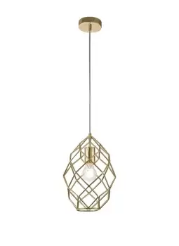 Curved Cylinder Ceiling Pendant, 1 x E27, Polished Brass