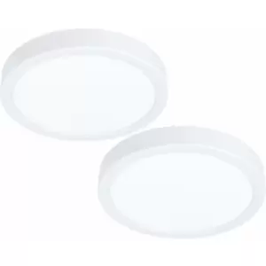 2 pack Wall / Ceiling Light White 210mm Round Surface Mounted 16.5W LED 4000K