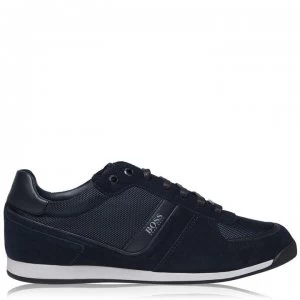 Hugo Boss Glaze Nylon Suede Trainers Blue Suede 401 Men