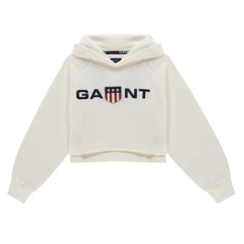 Gant Retro Shield Cropped Hoody Junior - White