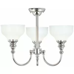 IP 44 3 Bulb Chandelier Glass Shades Polished Chrome LED G9 3.5W