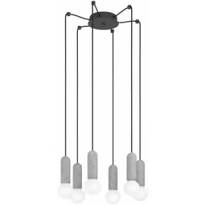 Hanging Ceiling Pendant Light Anthracite & Stone 6 x 40W E27 Feature Lamp