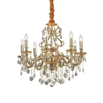 Gioconda 8 Light Crystal Chandelier Antique Gold Finish, E14