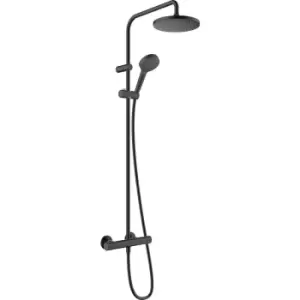 Hansgrohe Vernis Blend EcoSmart Thermostatic Bar Diverter Mixer Shower Matt in Black Brass