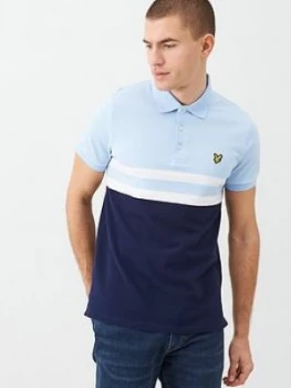 Lyle & Scott Yoke Stripe Polo Shirt - Light Blue/Navy