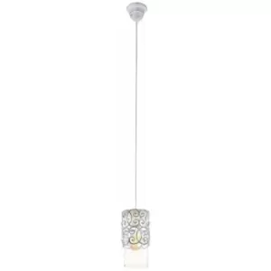 Hanging Ceiling Pendant Light Grey Pattern & Glass 1 x 60W E27 Feature Lamp