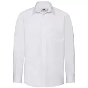 Fruit Of The Loom Mens Long Sleeve Poplin Shirt (3XL) (White)