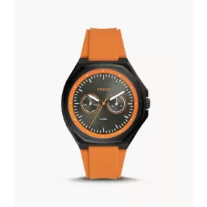 Fossil Mens Evanston Multifunction Silicone Watch - Orange