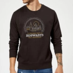 Harry Potter I'd Rather Stay At Hogwarts Christmas Sweatshirt - Black - S