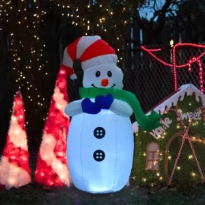 HOMCOM Inflatable Christmas Snowman 120cm W/LED Lights