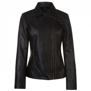 Firetrap Blackseal Embroidered Leather Jacket - Black